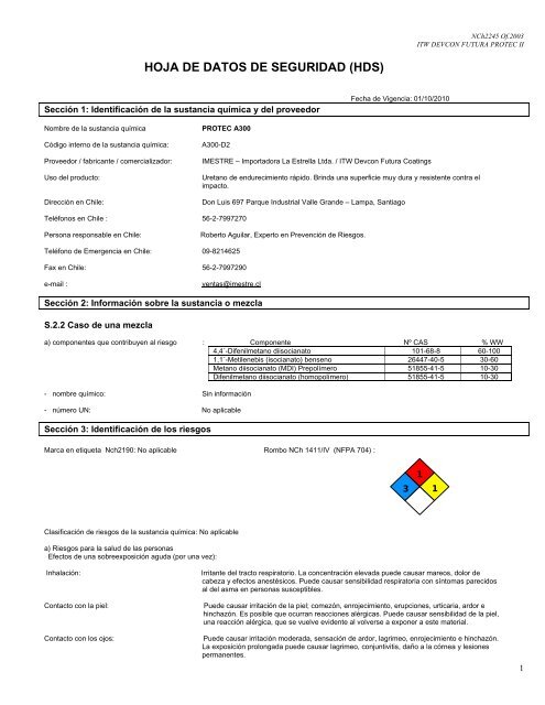 HOJA DE DATOS DE SEGURIDAD (HDS) - Imestre