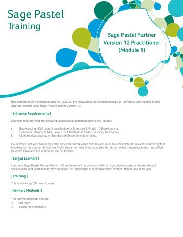 Sage Pastel Partner Version 12 Practitioner (Module 1)