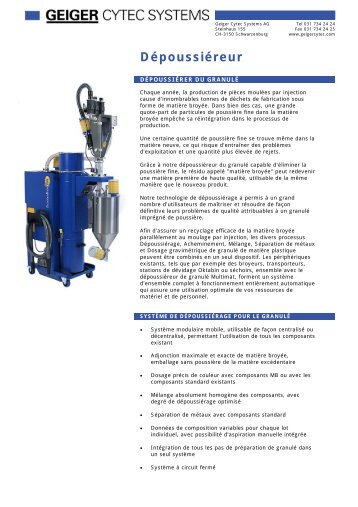 Dépoussiéreur - Geiger Cytec Systems AG