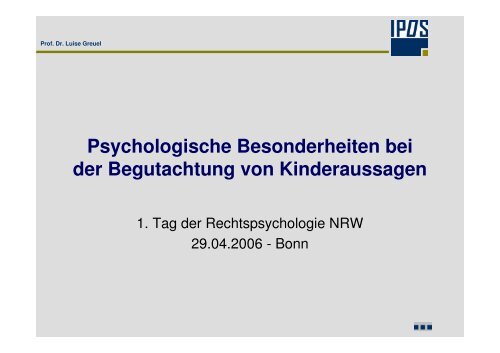 Download der PrÃ¤sentation von Frau Prof. Dr. Greuel - BDP ...