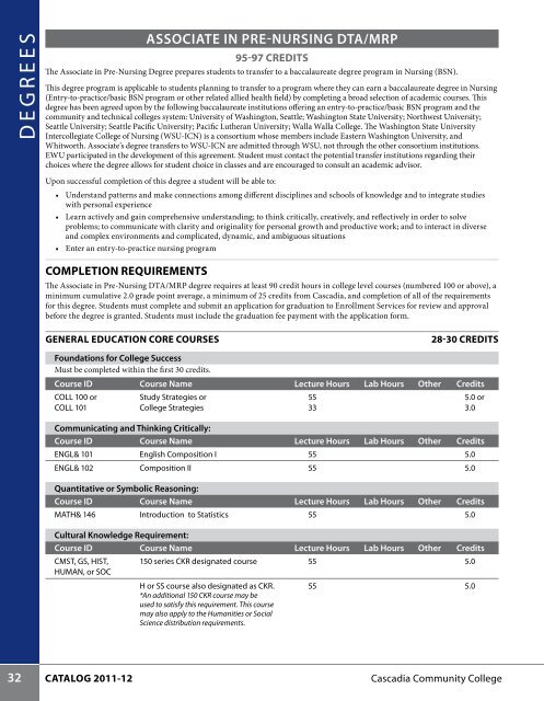 2011-12 CATALOG - Cascadia Community College