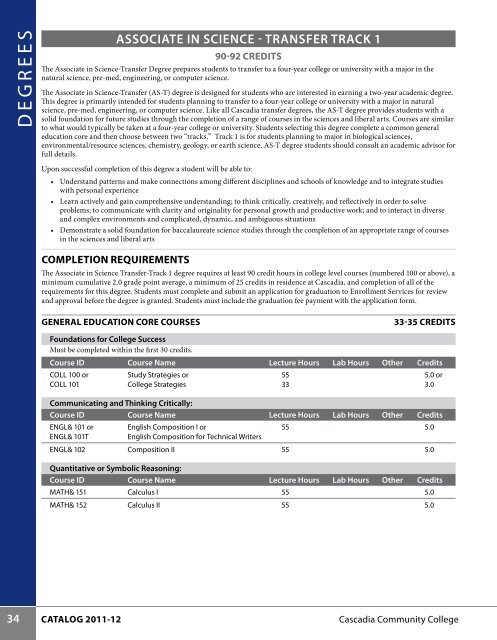 2011-12 CATALOG - Cascadia Community College