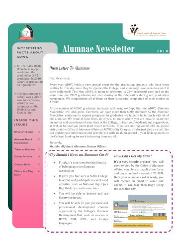 Alumnae Newsletter - Abu Dhabi Women's College - Higher ...
