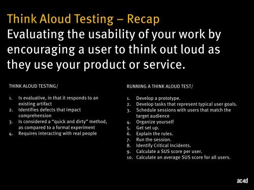 Think Aloud User Testing - Austin Center for Design
