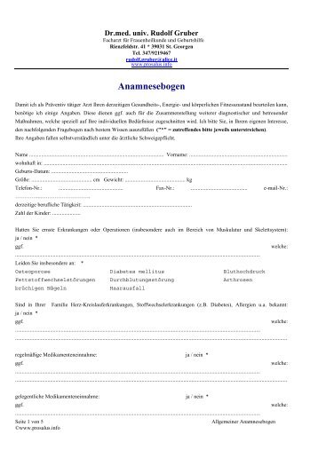 Allgemeiner Anamnesebogen - prosalus.info