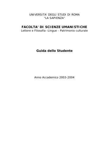 Guida FSU 2003-2004 (Versione PDF) - FacoltÃ  di Scienze ...