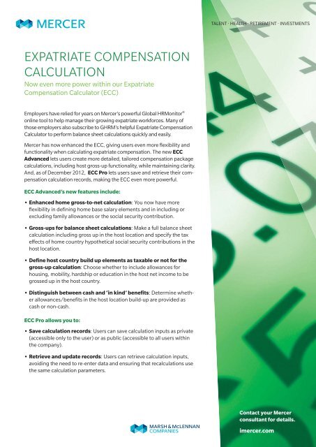 Download The Expatriate Compensation Calculator Flyer - 