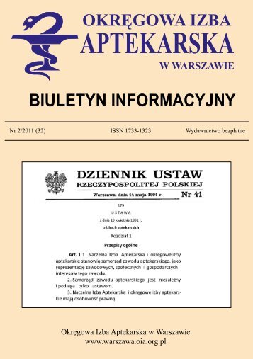 biuletyn nr 2 z 2011 tekst.pdf - OkrÄgowa Izba Aptekarska w ...