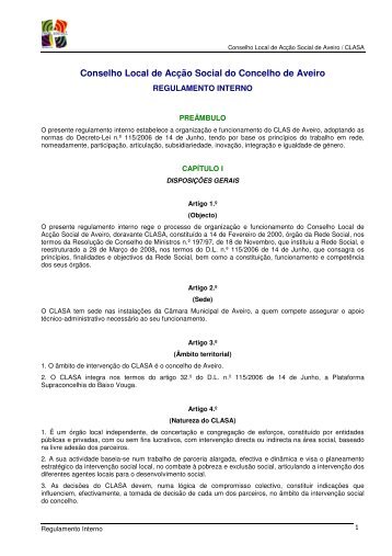 Regulamento Interno CLASA - CÃ¢mara municipal de Aveiro