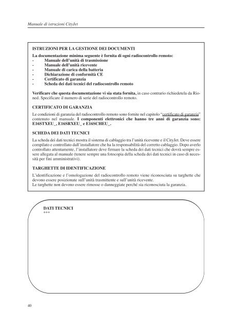 manuale di istruzioni cityjet - vivax.it