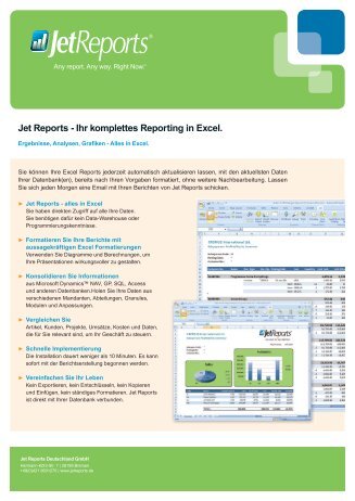 Jet Reports - Ihr komplettes Reporting in Excel. - BSH-AG