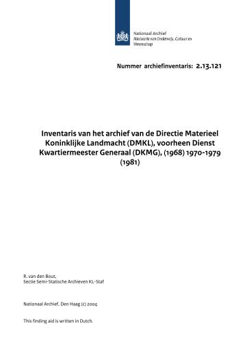 2.13.121 Inventaris van het archief van de Directie ... - gahetNA