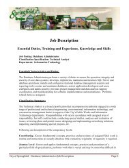 Job Description Essential Duties, Training and ... - City of Springfield