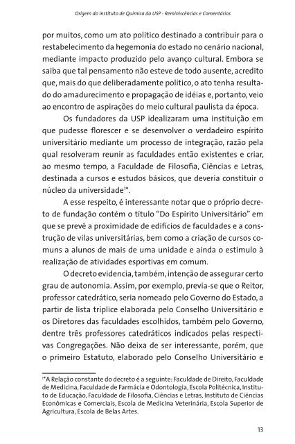 Origem do Instituto de QuÃ­mica da USP ReminiscÃªncias e comentÃ¡rios