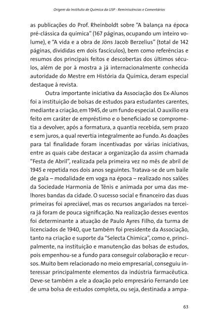 Origem do Instituto de QuÃ­mica da USP ReminiscÃªncias e comentÃ¡rios