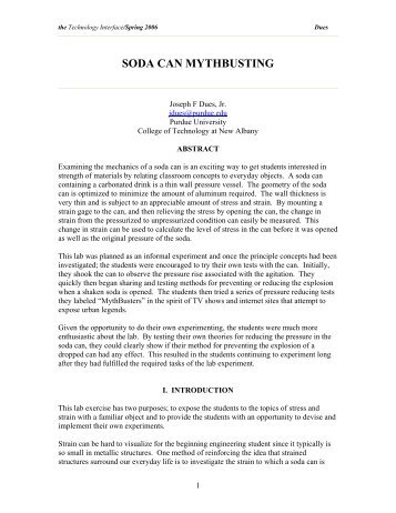 SODA CAN MYTHBUSTING - Technology Interface Journal