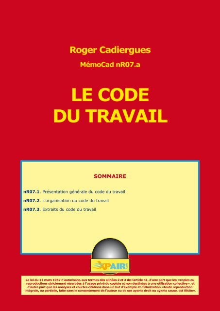 LE CODE DU TRAVAIL