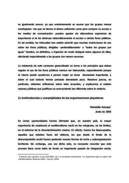 INFORME DE DDH ALERTA ARGENTINA - Maristella Svampa