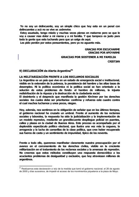 INFORME DE DDH ALERTA ARGENTINA - Maristella Svampa