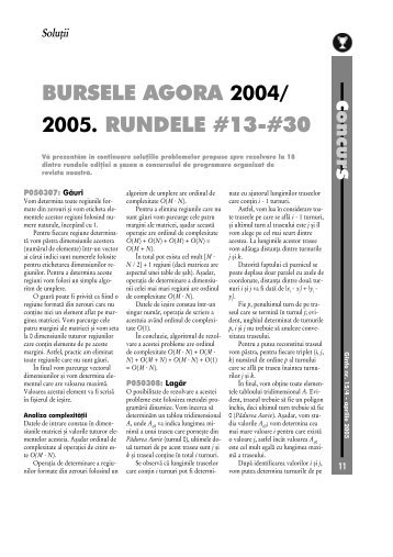 BURSELE AGORA 2004/ 2005. RUNDELE #13-#30 - GInfo