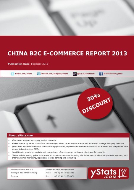 Samples China B2C E-Commerce Report 2013 - yStats.com