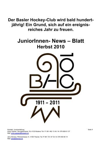 Junioren-News Herbst 10 HP - Basler HC