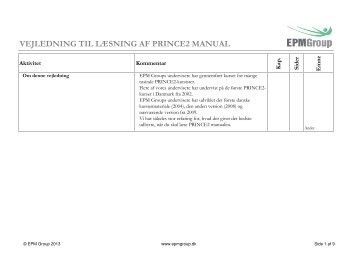 Hent vores LÃ¦sevejledning til PRINCE2 manualen - EPM Group