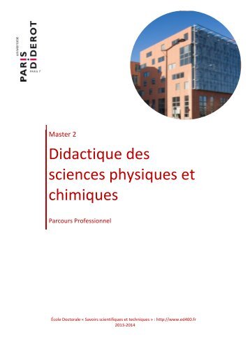 Didactique des sciences physiques et chimiques - UniversitÃ© Paris ...