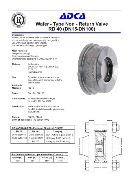 Wafer Type Non Return Valve Rd 40 Dn15 Dn100