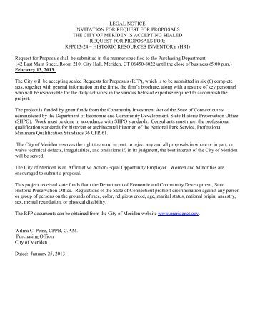 RFP documents - City of Meriden