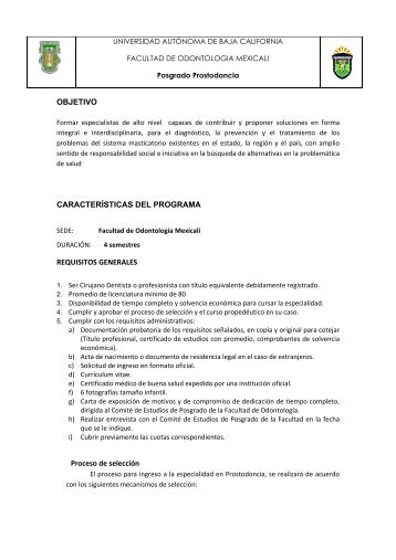 Especialidad en Prostodoncia - Universidad AutÃ³noma de Baja ...