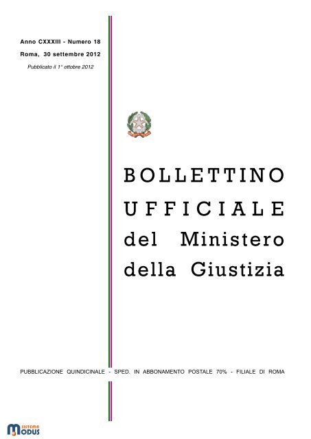 BOLLETTINO UFFICIALE del Ministero della Giustizia