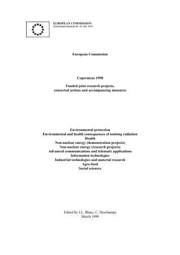 European Commission Copernicus 1998 Funded joint research ...