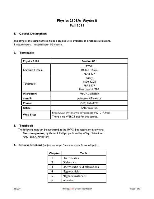 Course Outline Template - Physics and Astronomy