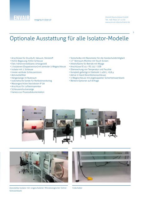 Isolatortechnik Zytostatika-Isolatoren (CMR) - ENVAIR Deutschland