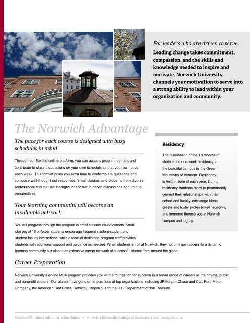 to download the brochure - Norwich University