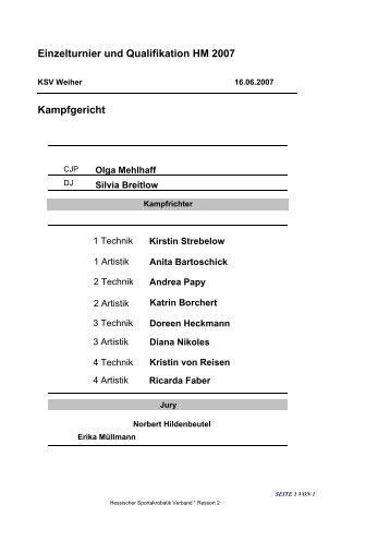 Einzelturnier und Qualifikation HM 2007 ... - FTG 1900 e.V. Pfungstadt