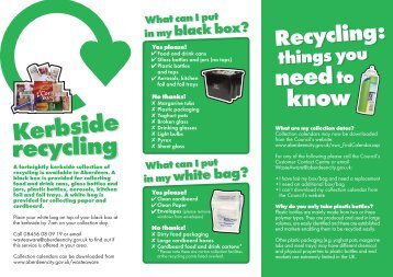 A Guide to Kerbside Recycling (pdf, 151Kb) - Aberdeen City Council