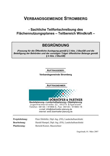 BegrÃ¼ndung F-Plan, Stand: 01.03.07 - Verbandsgemeinde Stromberg