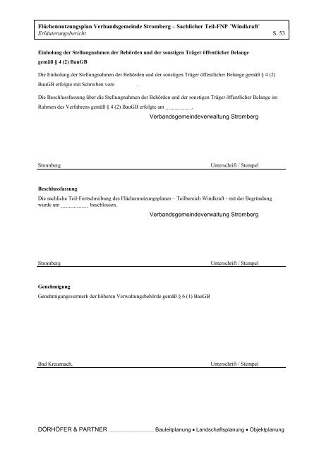 BegrÃ¼ndung F-Plan, Stand: 01.03.07 - Verbandsgemeinde Stromberg