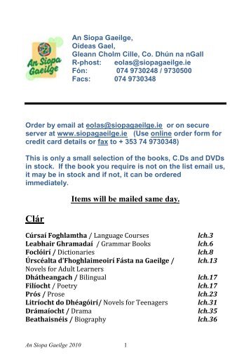 Items will be mailed same day. - an Siopa Gaeilge