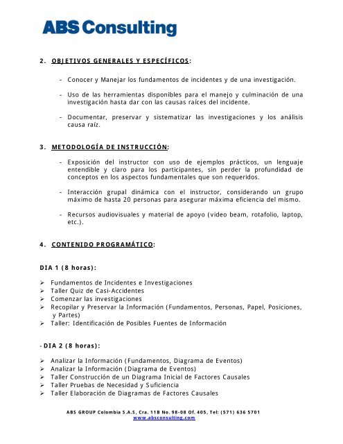 InvestigaciÃ³n de Incidentes y AnÃ¡lisis Causa RaÃ­z ... - ABS Consulting