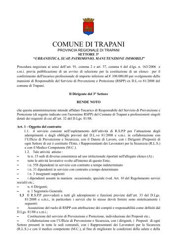 Avviso RSSP 2012.pdf - Comune di Trapani
