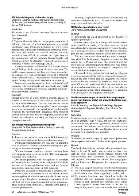Volume 11 Issue 1 (February) - Australasian Society for Ultrasound ...