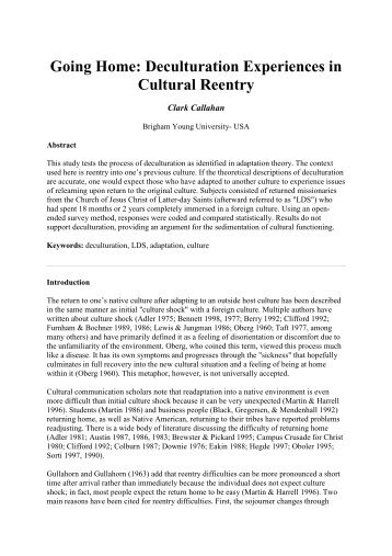 Going Home: Deculturation Experiences in Cultural Reentry