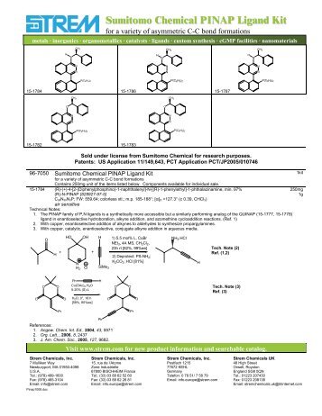 Sumitomo Chemical PINAP Ligand Kit - Strem Chemicals Inc.