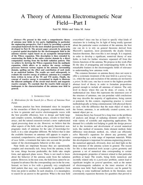 A Theory of Antenna Electromagnetic Near FieldâPart I