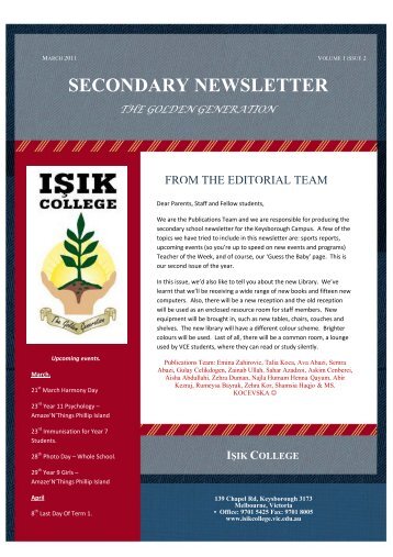 SECONDARY NEWSLETTER - ISIK College