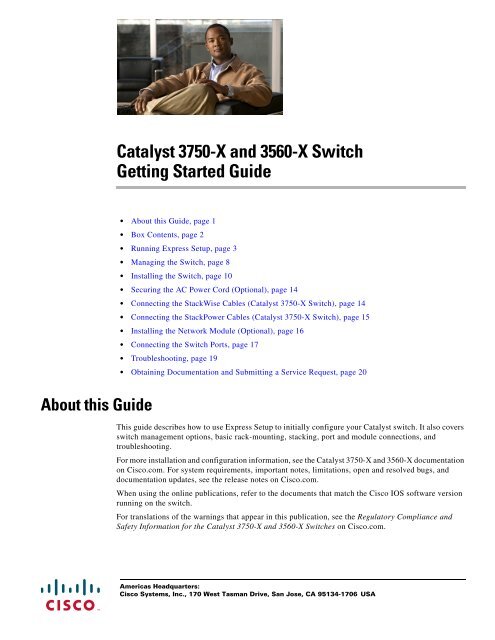 Catalyst 3750-X and 3560-X Switch Getting Started Guide - Cisco