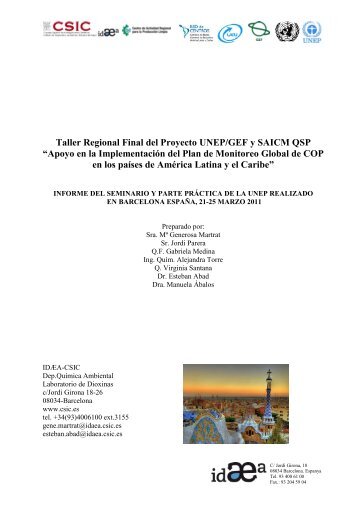 Taller Regional Final del Proyecto UNEP/GEF y SAICM QSP âApoyo ...